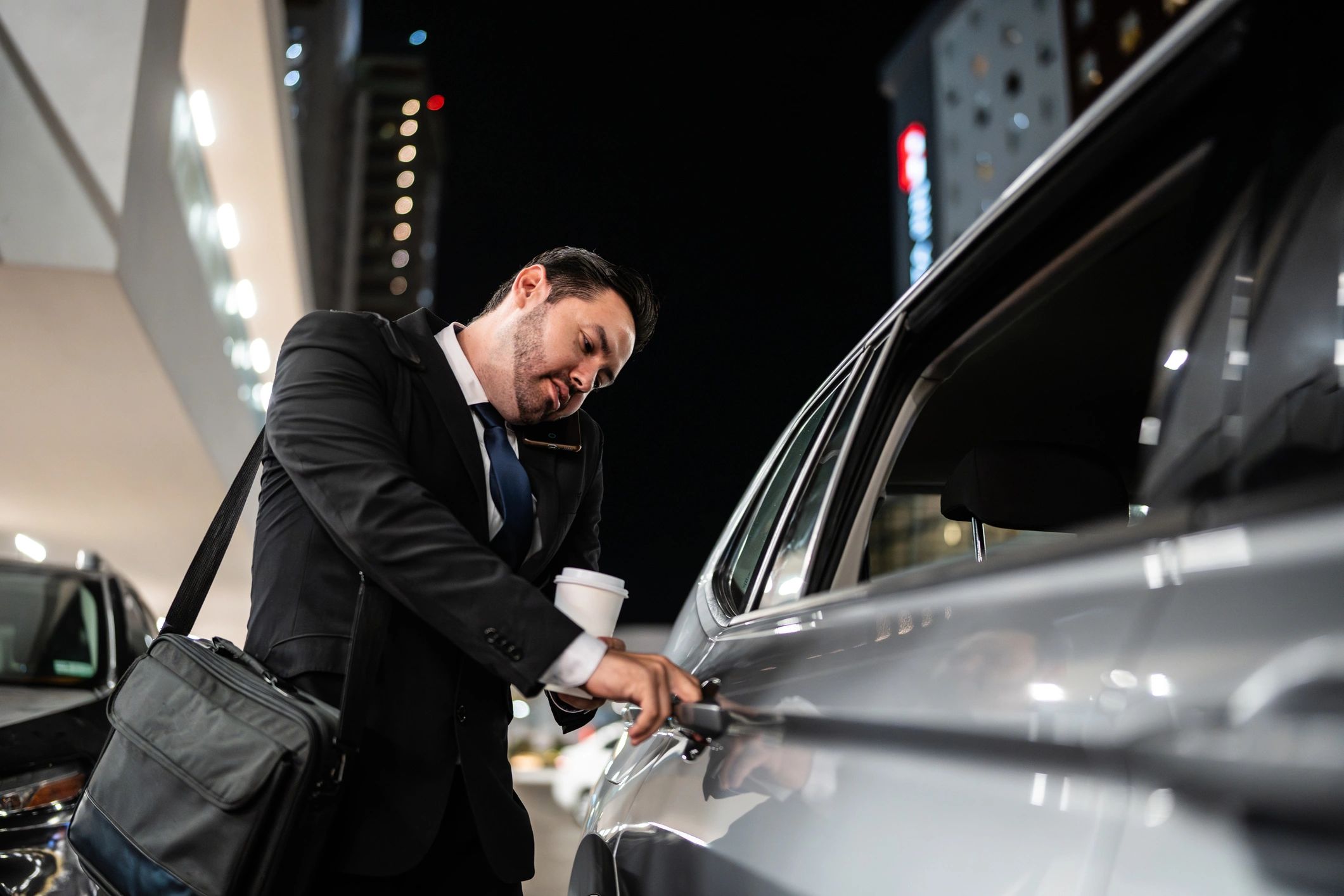 Passenger entering a vehicle for pickup